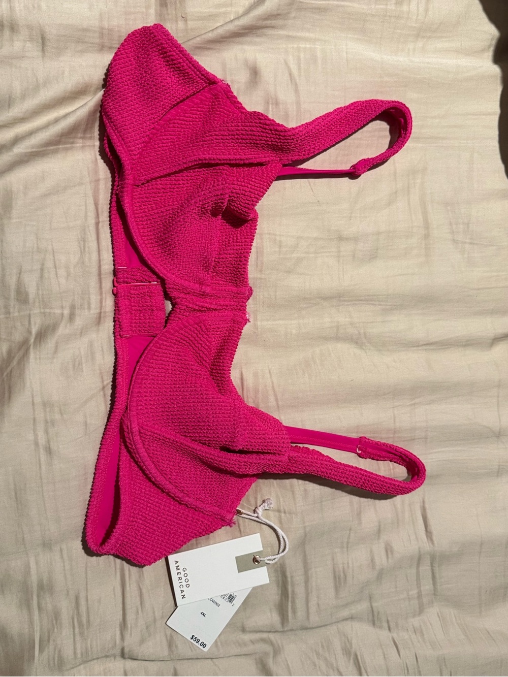 Good American Hot Pink Textured Bralette